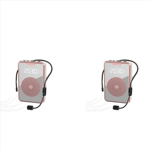 2X Amplificador de Voz Portátil para Profesores con Auriculares con Micrófono, Altavoz Recargable para Entrenamiento, Guía TuríStico, Aula