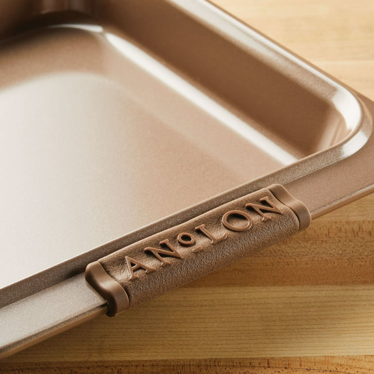 Anolon Advanced Bakeware Nonstick Cookie Sheet Pan Set, 2-Piece, Bronze  With Silicone Grips