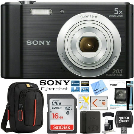 Sony Cyber-shot DSC-W800 Digital Camera 20.1MP Bundle With SanDisk Ultra 16GB Memory Card Case LCD Screen Protectors and Cleaning