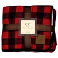 thumbnail image 2 of C.C Soft Cozy Buffalo Plaid Fuzzy Sherpa Lined Sofa Bed Couch Blanket Throw, Red/Black, 2 of 4