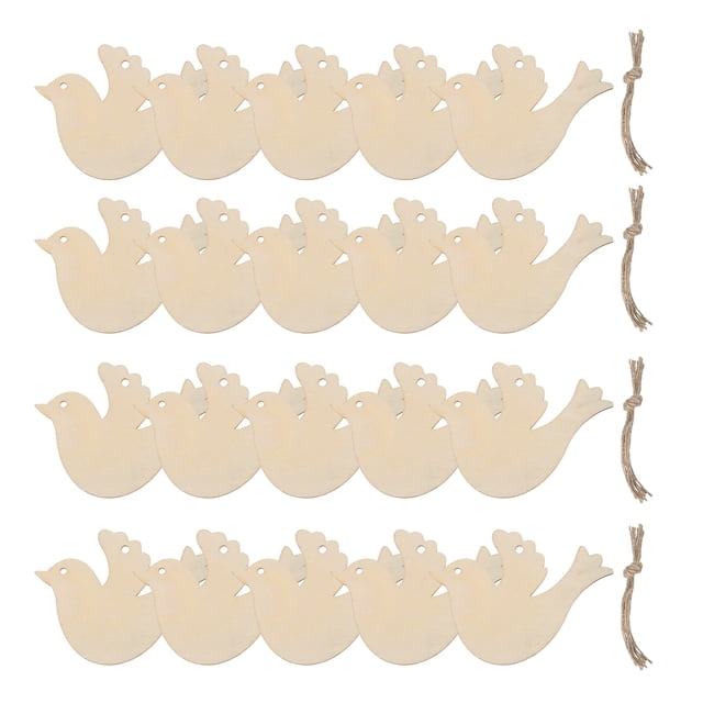 20 Pcs Ornamentos de Navidad de Madera Pintables, Manualidades de Paloma para Fiestas de Navidad DIY