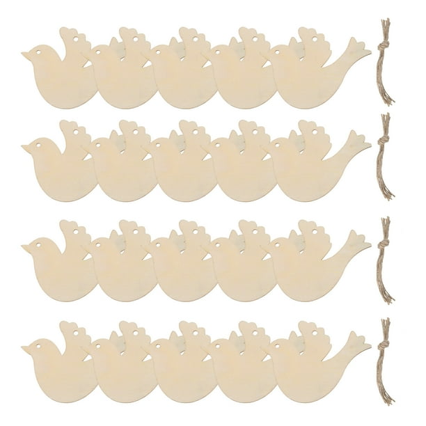 20 Pcs Ornamentos de Navidad de Madera Pintables, Manualidades de Paloma para Fiestas de Navidad DIY