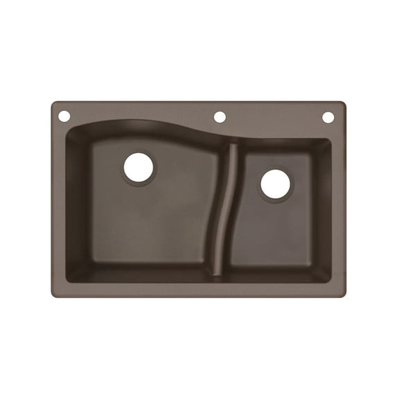 Transolid Aversa SilQ Granite 33-in. Drop-in Kitchen Sink with 3 BAE Faucet Holes in Espresso