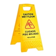 Alpine Industries 24 Caution Wet Floor Sign, Multi-Lingual, Yellow