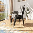 thumbnail image 5 of ALAULM 5 Pieces All Weather Patio Dining Set, 4 Stackable High Back Textilene Chairs with Metal Frame & X Leg Rectangle Table, Outdoor Furniture Set for Backyard Garden Deck, Brown, 5 of 10