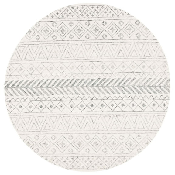 SAFAVIEH Metro Beaumont Southwestern Area Rug, Ivory/Grey, 6' x 6' Round