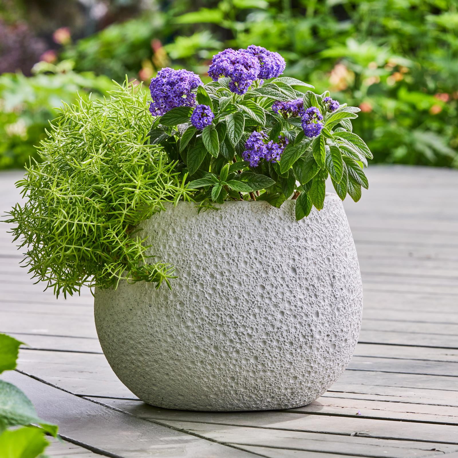 Better Homes and Gardens 13 inch Resin Moon Planter Luna Planter - Durable Weather-Resistant Pot