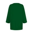 thumbnail image 4 of DENGDENG Womens Plus Size Tops 3/4 Sleeve Summer Round Neck T-Shirts Elbow Casual Button Down Shirts Cute Three Quarter Length Tunics Petite Petite Pullover Dark Green S, 4 of 5
