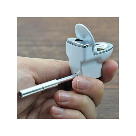 Funny Cigarette - VICOODA Creative Funny Toilet Pipe Mini Metal Pipe Cigarette Case Accessories (White)