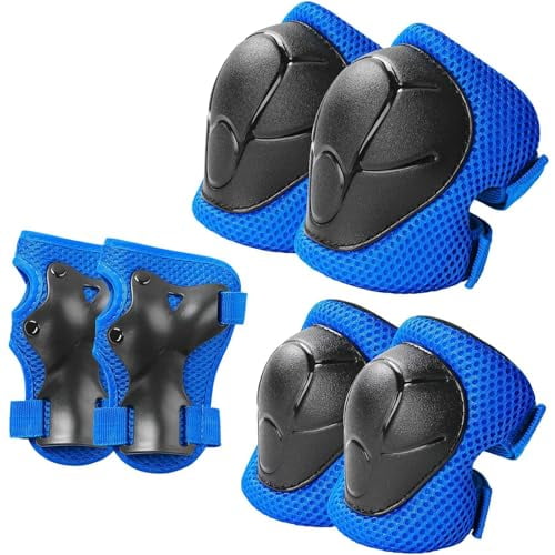 Gradient Color Kids Protective Gear Set Knee Pads for Kid 2-14 Years,W/ Adjustable Strap Kids/Youth Knee Pads Elbow Pads Wrist Guards Set for Inline Roller Skates,Cycling,BMX Bike,Skateboard,Scooter