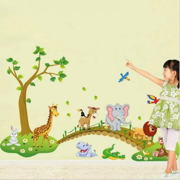 Stickers muraux d'animaux pour enfants, animaux forestiers, cerfs