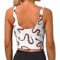 thumbnail image 3 of Vsdgher Red Snake Print Women Sleeveless Athletic Tank Top Built-in Bra Camisole Sports Vest for Yoga Running Fitness Exercise with Removable Pads, 3 of 8