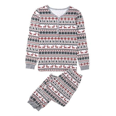 

Viworld Family Christmas Pajamas Set Striped Elk Casual Family Matching Outfit Winter Nightwear Sleepwear Pjs Set