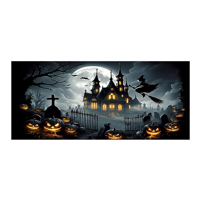 Grande Bannière de Porte de Garage d'Halloween Décoration Festive Extérieure pour Fête
