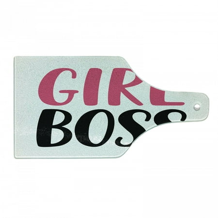 

Girl Boss Cutting Board Bicolour Design Simplistic Graphic with Feminine Wording Decorative Tempered Glass Cutting and Serving Board in 3 Sizes by Ambesonne