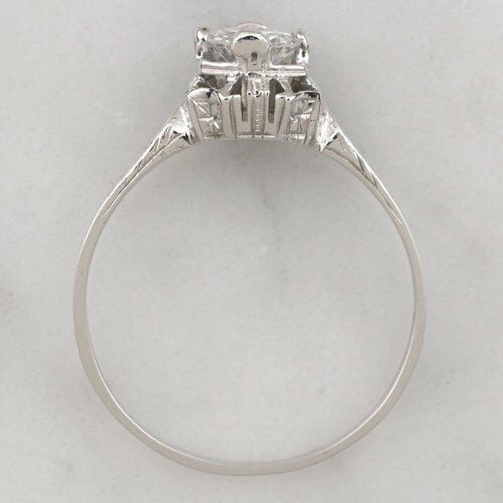 HeartsAndYou 0.75ct Round Cut Moissanite Vintage Inspired Antique Inspired Engagement Ring for Women 18k White Gold Over Silver