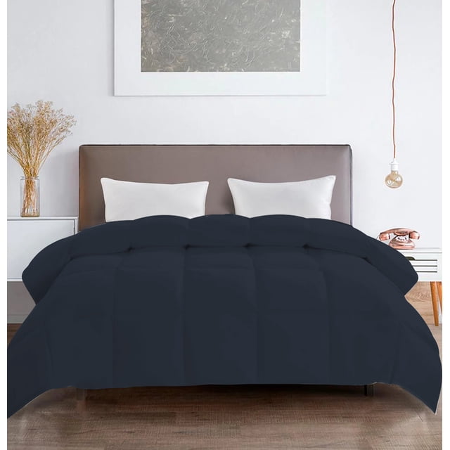 Edredón Queen Size Hotelero Ultra Suave, Grueso y Fresco (2.40 m x 2.30 m) "Azul Marino" Melocotton Modelo Hotelero