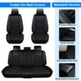 thumbnail image 2 of Car Seat Covers For 2000-2024 Ford Fusion EcoSport Mondeo 5 Seat Deluxe PU Leather Cushion Protector Waterproof Black, 2 of 12