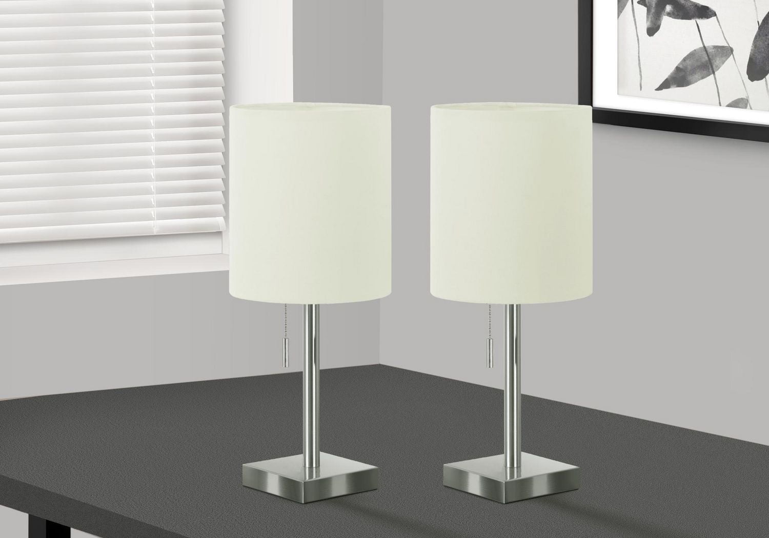 Monarch Specialties  Luminaire, Ensemble De 2, 17"h, Lampe De Table, Port Usb Inclus, , Teinte Ivoire / Crème, Contemporain