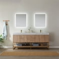 thumbnail image 3 of Vinnova Alistair 72" White Grain Stone Top with Mirror in North American Oak, 3 of 10