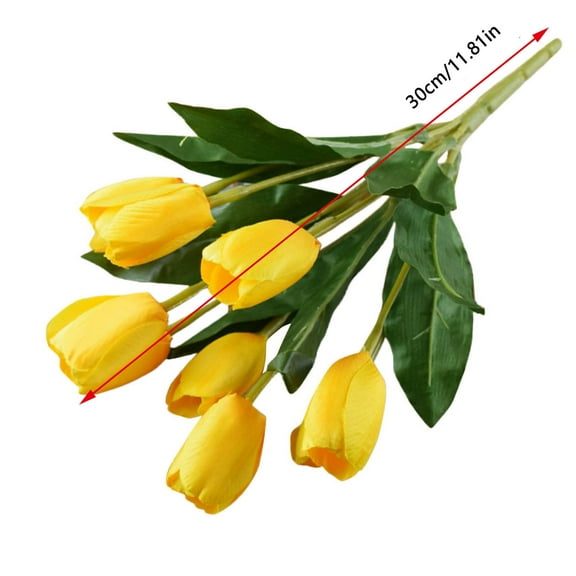 Bigersell Tulips Artificial Flowers, Small Tulips Fake Flowers Bouquets Arrangements for Easter Spring Flowers Valentine’s Day, Mother's Day Flower Gifts Home Decoration Table Centerpiece Yellow