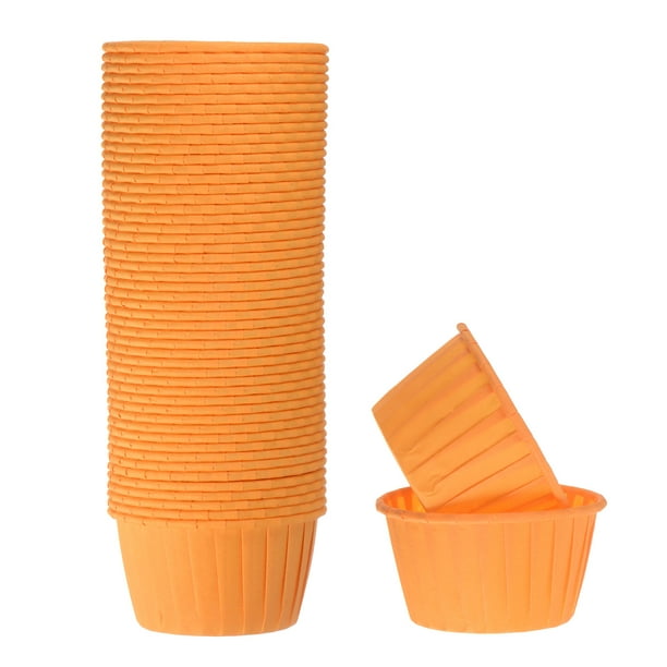 50pcs 3.5oz Moldes para Magdalenas de Papel de Tamaño Estándar Envoltorios Antiadherentes Desechables para Bodas Cumpleaños Navidad Postres Naranja
