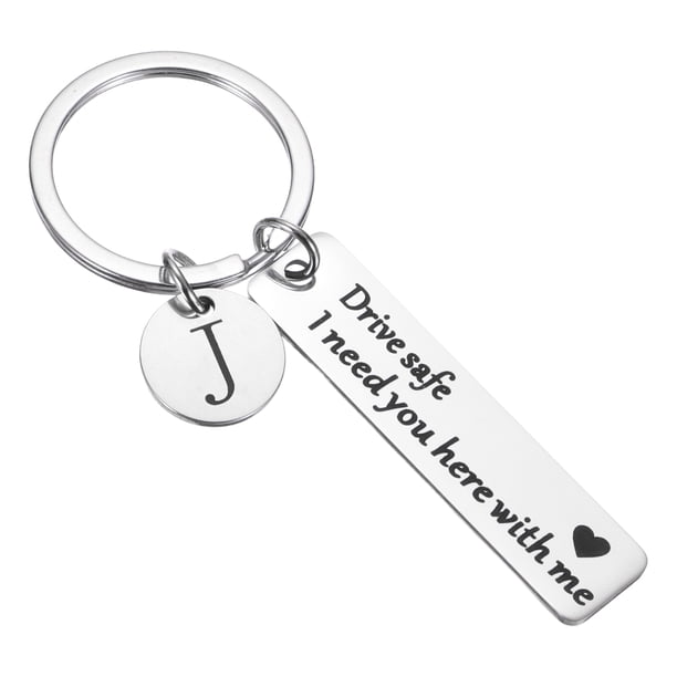 Uxcell Llave de Seguridad, 1 Juego de Llave con Letra J Te Necesito Aquí Conmigo, Plata