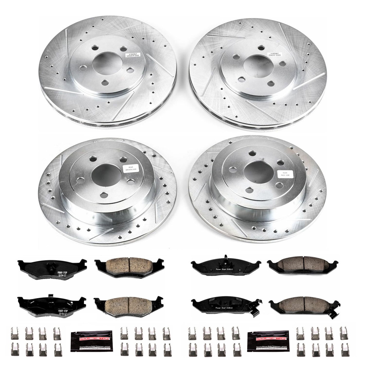 PowerStop Front and Rear Z23 Evolution Sport Carbon-Fiber Ceramic Brake Pad and Drilled & Slotted Rotor Kit Fits: DODGE PLYMOUTH Select Models K1680