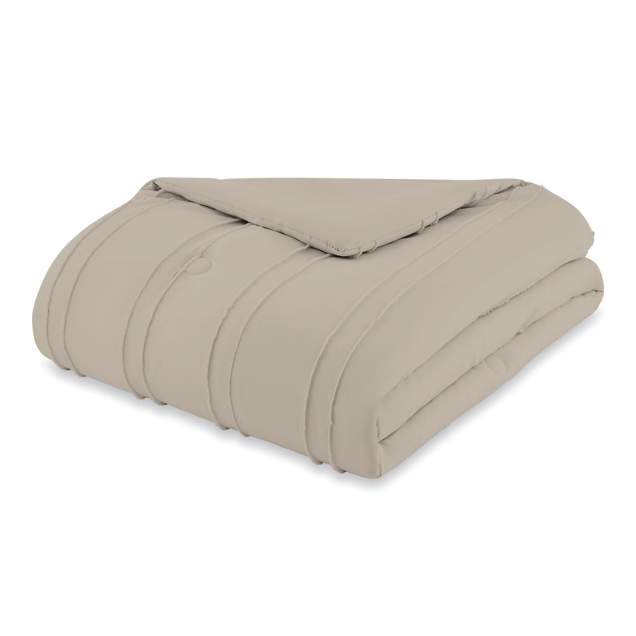 Mainstays 8-Piece Bed in a Bag Comforter Set with Sheets, Tan Stripe, Twin/Twin XL, Unisex