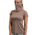 thumbnail image 3 of Sentmoon Exercise Tops for Women Quick Dry Running Clothes for Women Solid Color Short Sleeve Breathable Regular Fit Womens Rash Guard Swimsuit for Running and Yoga Coffee XL, 3 of 8