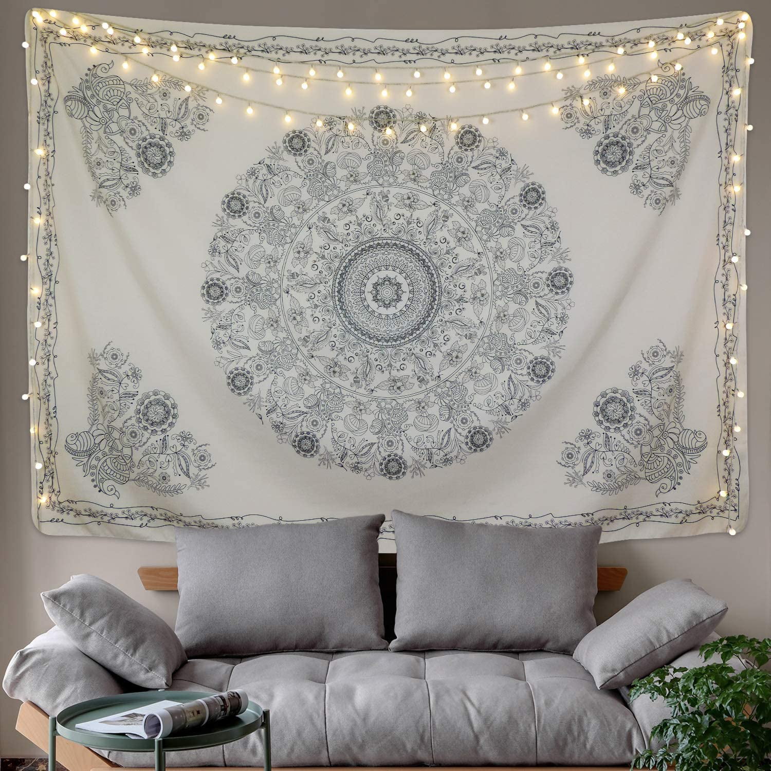 59.1-82.7 inches, Mandala Tapestry Tapestry Mandala Hippie Bohemian Tapestries Wall Hanging Flower Psychedelic Tapestry Wall Hanging Indian Dorm Decor for Living Room Bedroom 