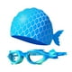 thumbnail image 3 of Gafas de natación con gorro, gafas de natación impermeables y ajustables para niños, natación de sirena Azul, 3 of 9