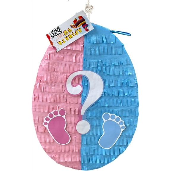 2-D Easter Egg Gender Reveal Pinata with Footprints