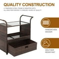 thumbnail image 6 of Hassch Farmhouse Beverage Serving Liquor Cart with Wheels, Outdoor Patio Wicker Rattan Rolling Wine Cart with Glass Top, Shelf and Drawer, Storage Drink Bar Cart for Home Living Dining Room, Brown, 6 of 10