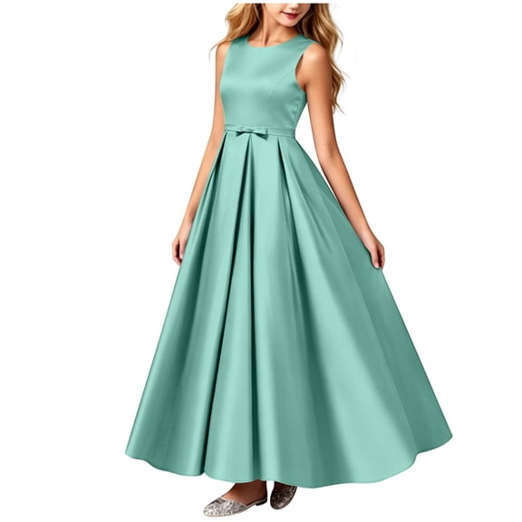 ATOGUTA Girl Long Formal Dress Wedding Satin Dresses Princess Birthday Party Prom Ball Gown Size 0-15