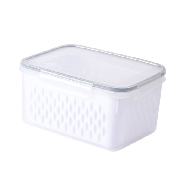 Recipientes grandes de plástico para almacenar alimentos con tapa y colador extraíble | Contenedores herméticos para organizar frutas, verduras y carne en el refrigerador | Recipientes para despensa