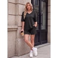 thumbnail image 5 of PINKSIR Short Sets for Women 2 Piece Outfits V Neck Short Sleeve Top and Shorts Lounge Set with Pockets, 5 of 10