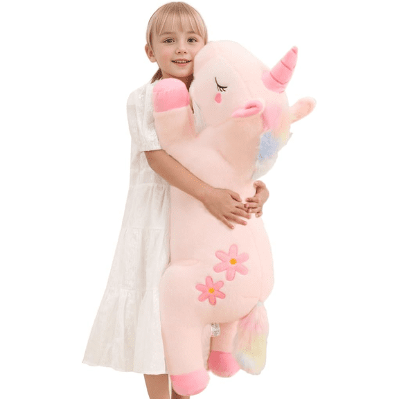 32inch Cute Giant Pink Unicorn Plush, Jumbo Soft Body Pillow Pet, Large Rainbow Unicorn Stuffed Animals Toy, Big Doll for Kids Girls and Boys, Birthday Christmas