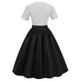 thumbnail image 6 of Women's Vintage Cocktail Dress Retro Polka Dot Splicing Short Sleeve A Line Swing Prom Homecoming Midi Dresses, 6 of 9