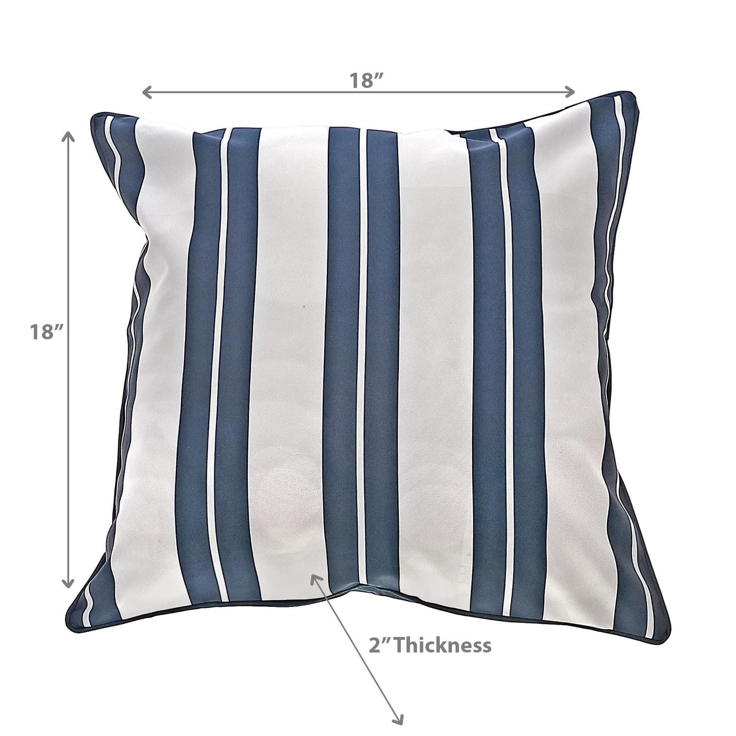 Boston Extérieur Cabana Stripe Étanche Coussin Bleu Marine 18 X 18 - Ensemble De 2