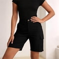 thumbnail image 4 of LEKWK Cargo Shorts for Women with Multiple Pockets High Waisted Button Front Bermuda Shorts Lightweight Cargo Pockets Straight Fit Outdoor Travel Bottoms Summer Wear Black L, 4 of 7