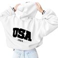 thumbnail image 5 of Gibobby Sudadera mujer con cierre, Sudaderas con media cierre para mujer, sudadera corta de forro polar de otoño(Blanco,M), 5 of 5