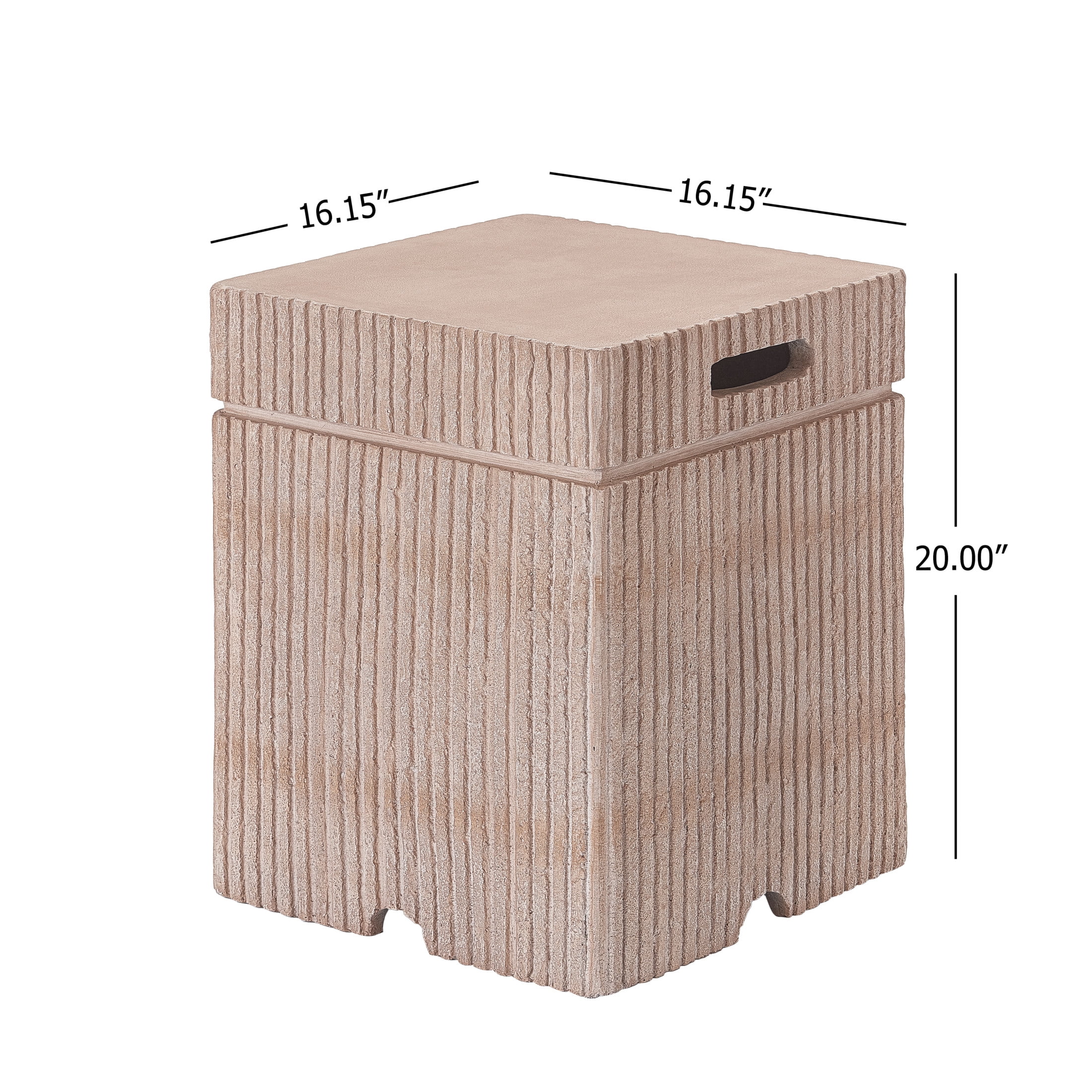 Christopher Knight Home 20" MGO Propane Tank Holder & Outdoor Side Table, Natural Travertine