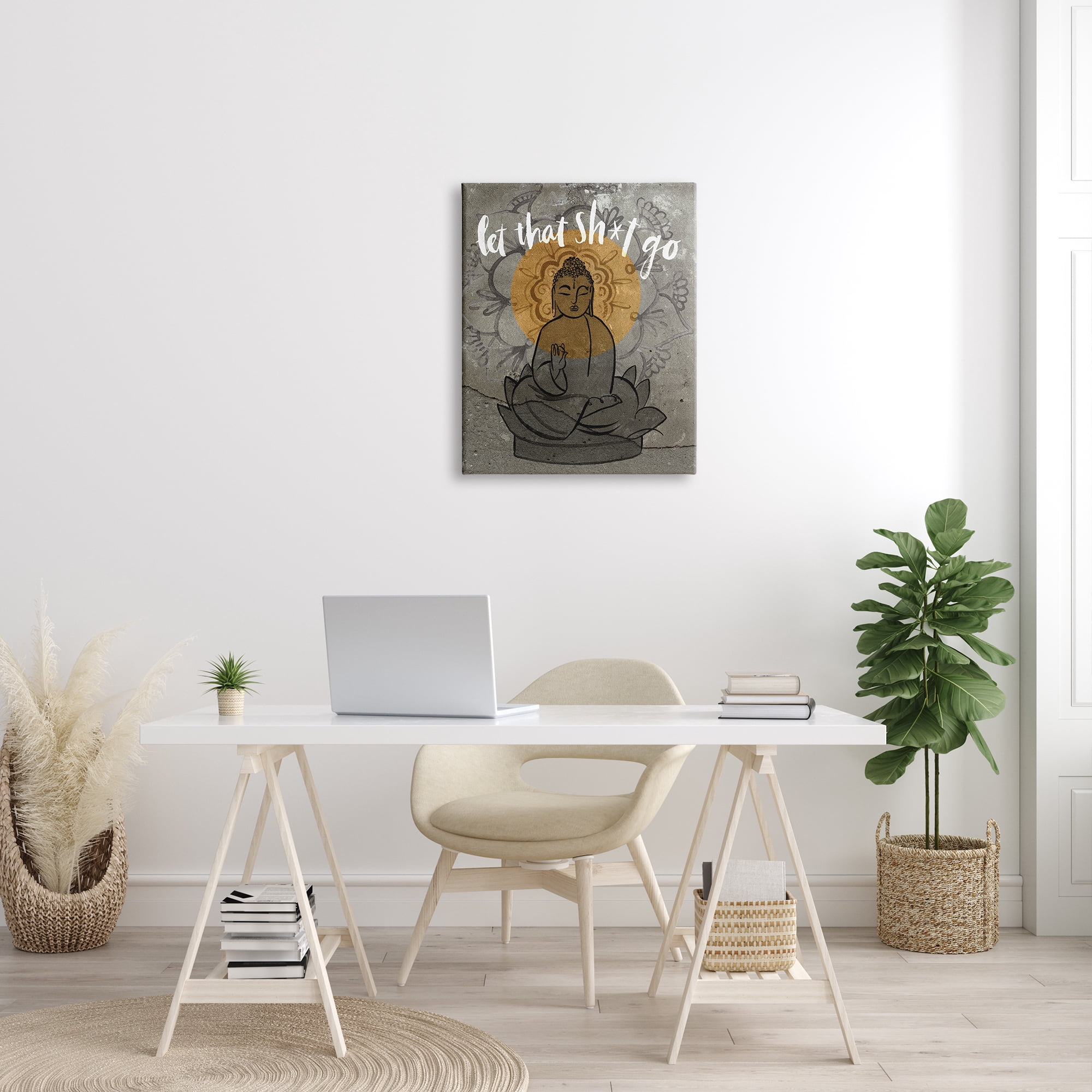 Stupell Industries Let That Go Relaxation Phrase Floral Pattern Buddha, 24 x 30, Designed by Jennifer Paxton Parker