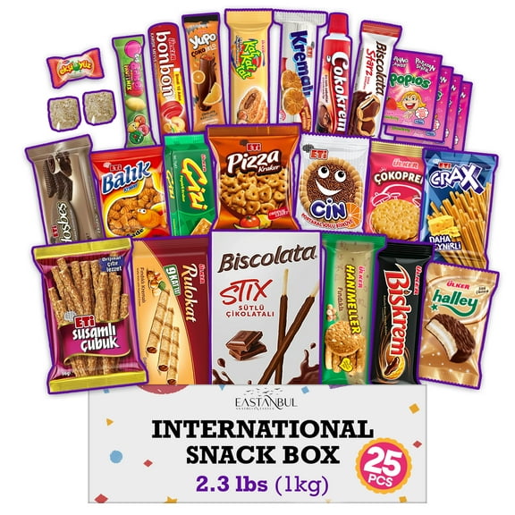 Eastanbul International Snack Box, 25 Full-Size Foreign Snack Box, 2.3lb