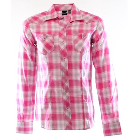 button cruel plaid xs printed gray shirt pink down