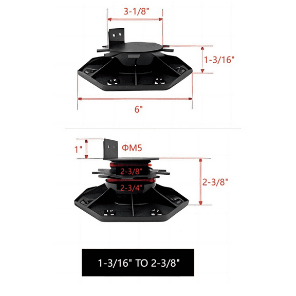 6 Pcs Joist Support Pedestals, Adjustable Decking & Flooring Support Pedestal for Deck, Timber Base