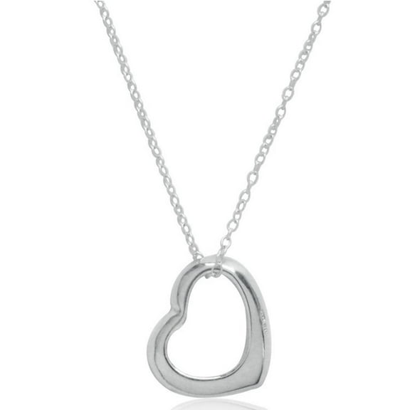 Sterling Silver Floating Open Heart Love Charm 15 Mm Pendant Necklace 18 Inches