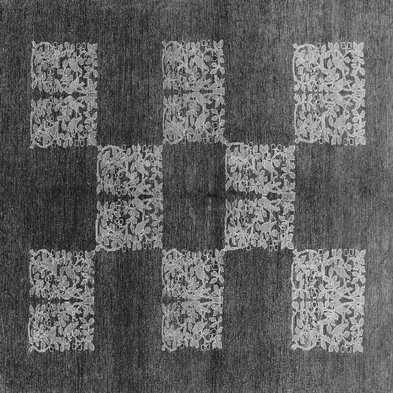 Ahgly Company Indoor Square Oriental Gray Industrial Area Rugs, 6' Square