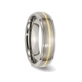 thumbnail image 4 of Ladies or Mens Titanium Ridged Edge 6mm 14K Yellow Inlay Brushed Wedding Band Ring, 4 of 6